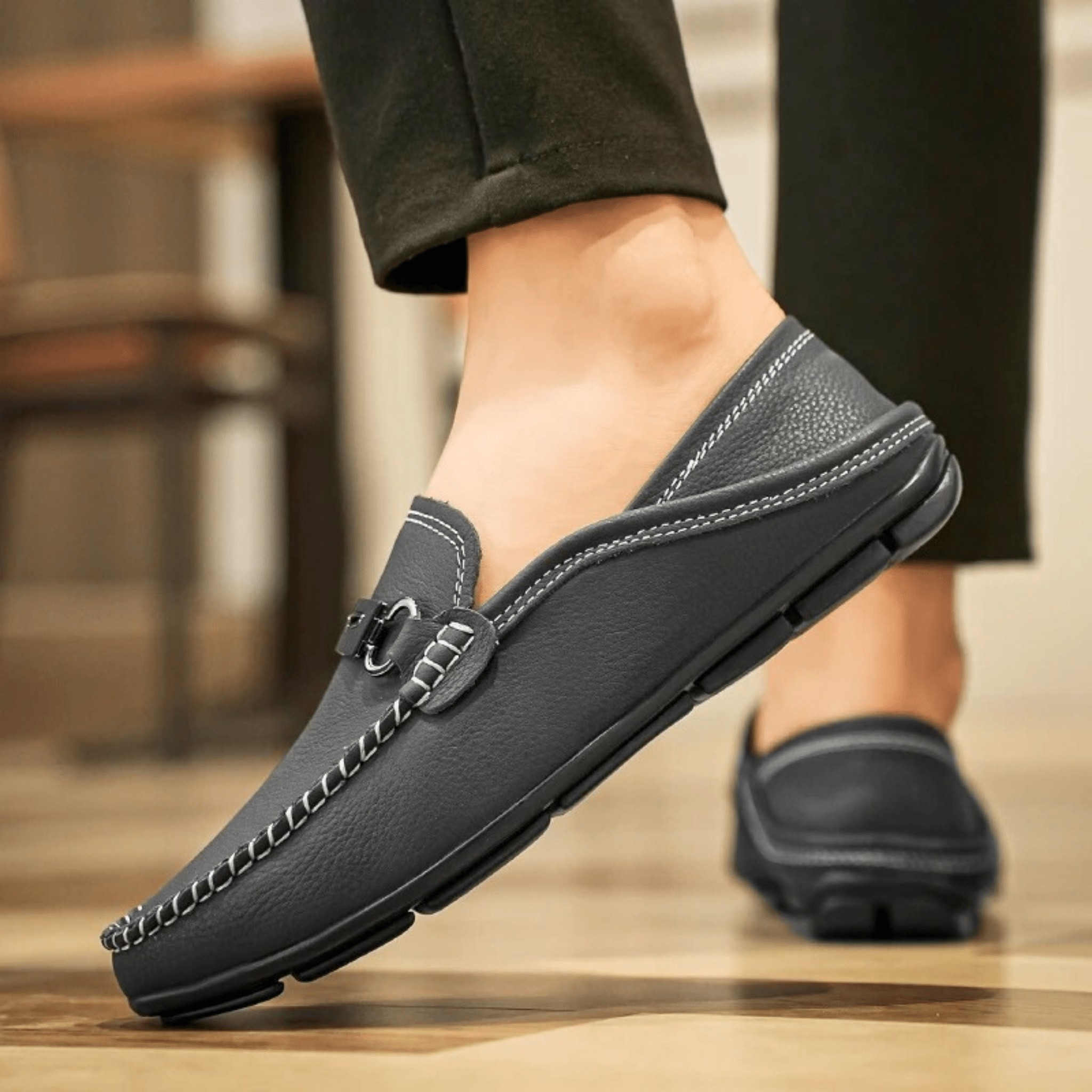 Buckle Genuine Leather Loafers