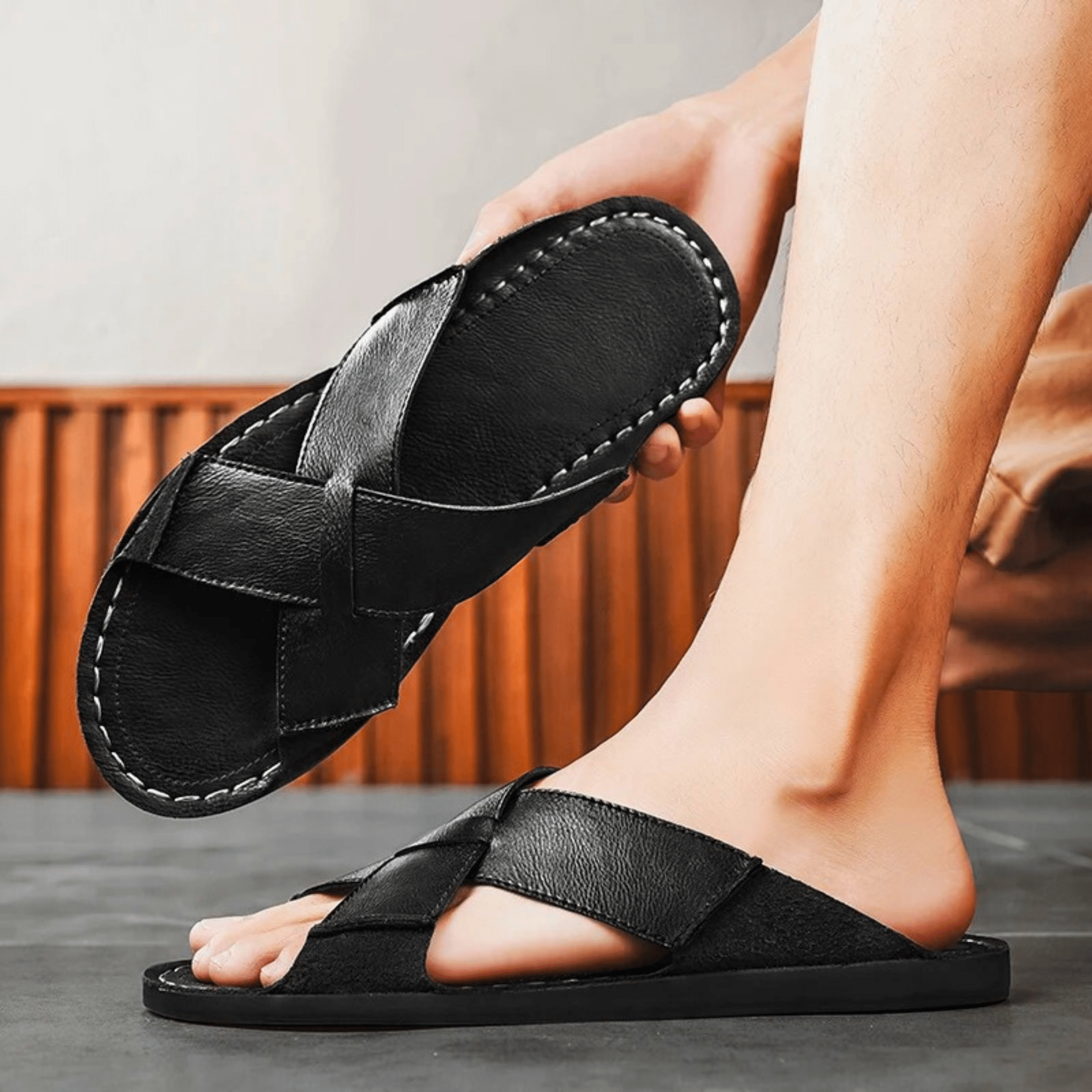 Casual Genuine Leather Slides