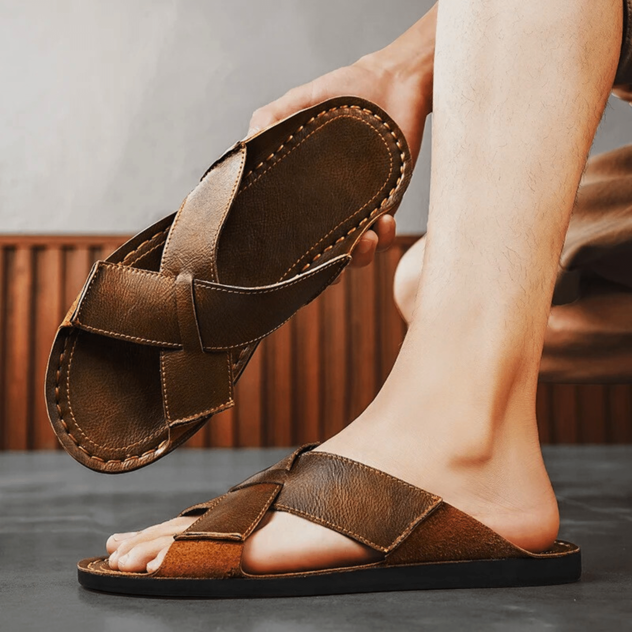 Casual Genuine Leather Slides