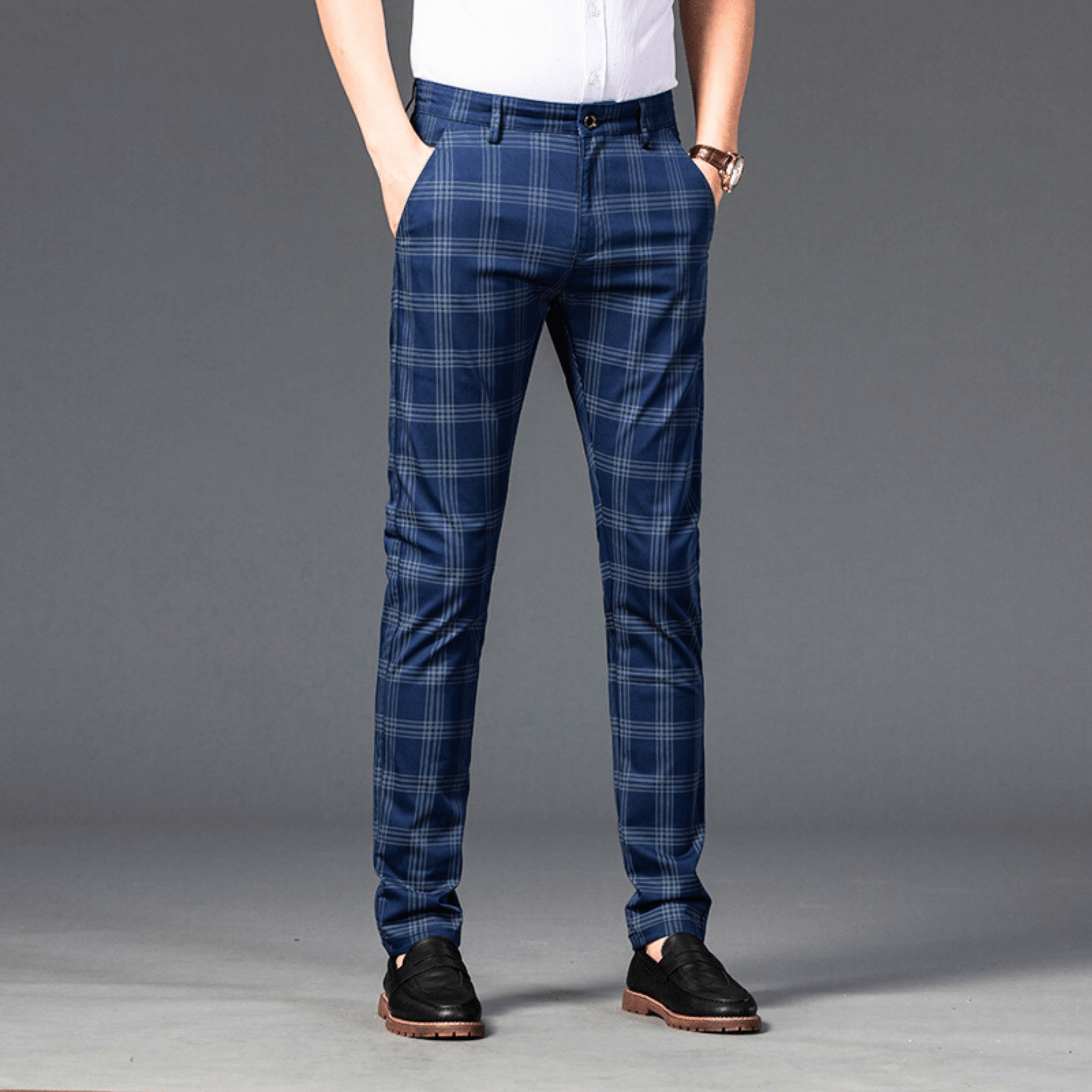 Checkered Slim Fit Business Pants