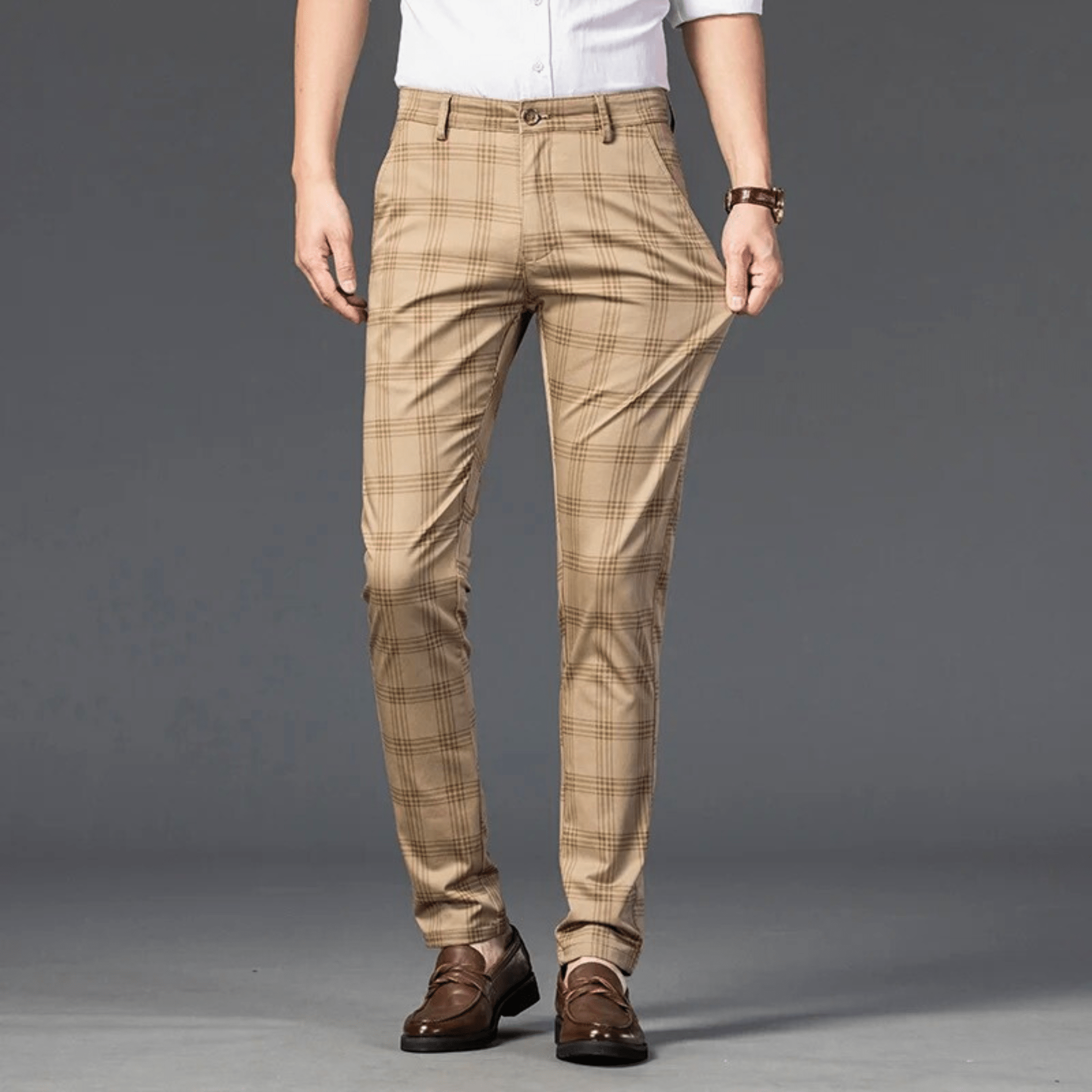 Checkered Slim Fit Business Pants