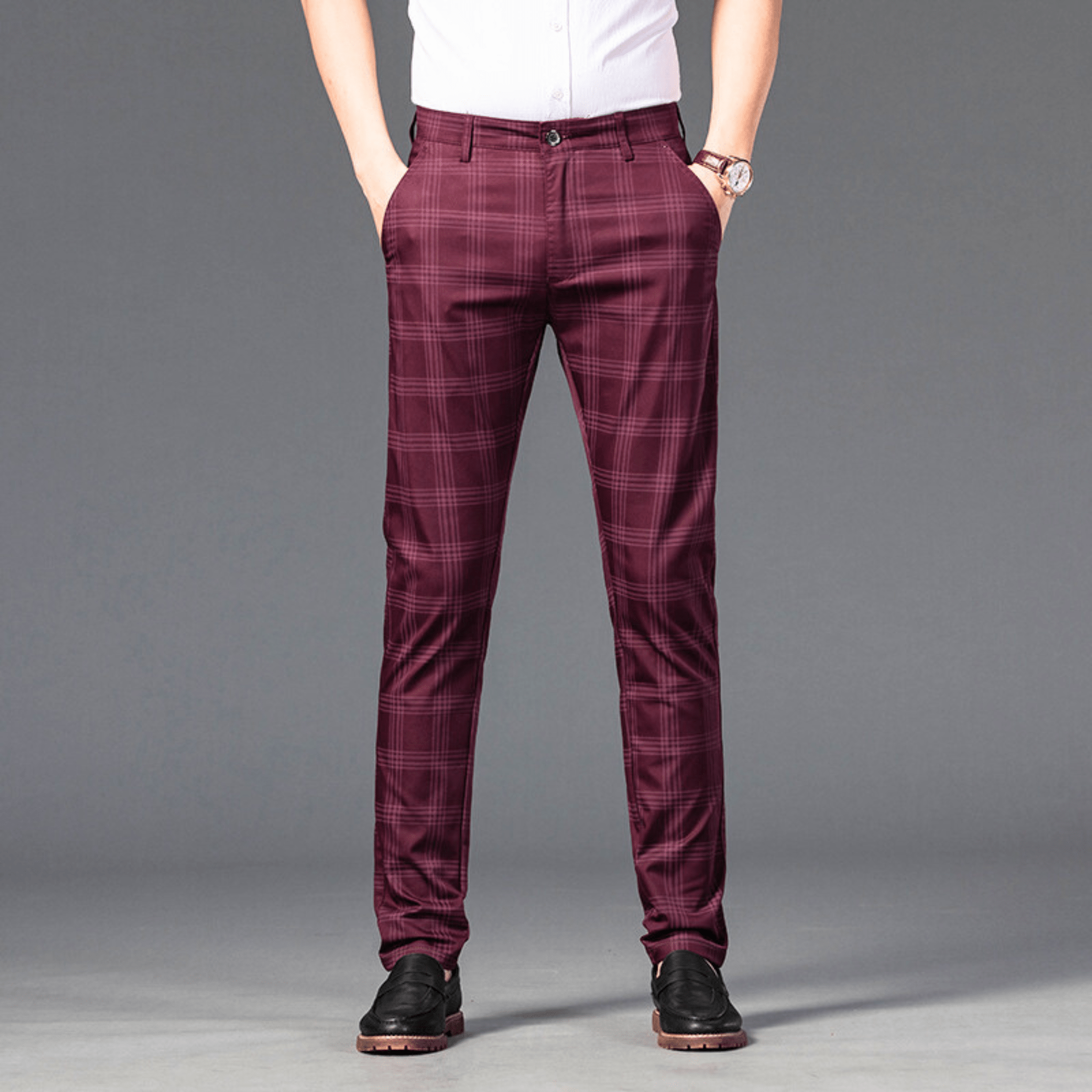 Checkered Slim Fit Business Pants