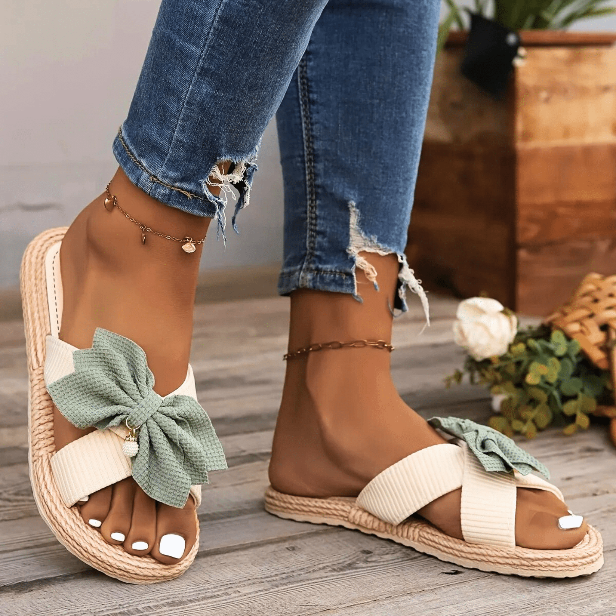 Coral Bow Summer Sandals