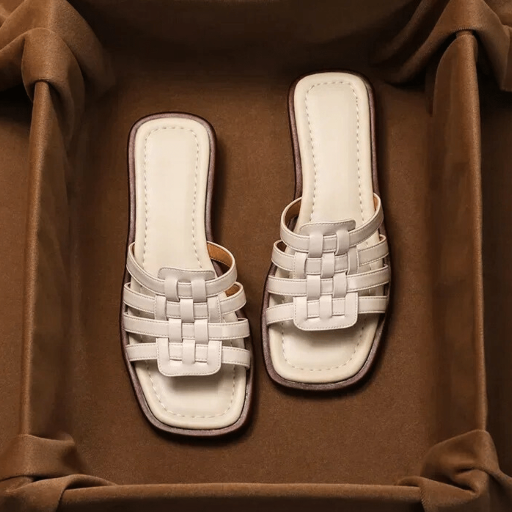 Cross-Handwoven Leather Sandals