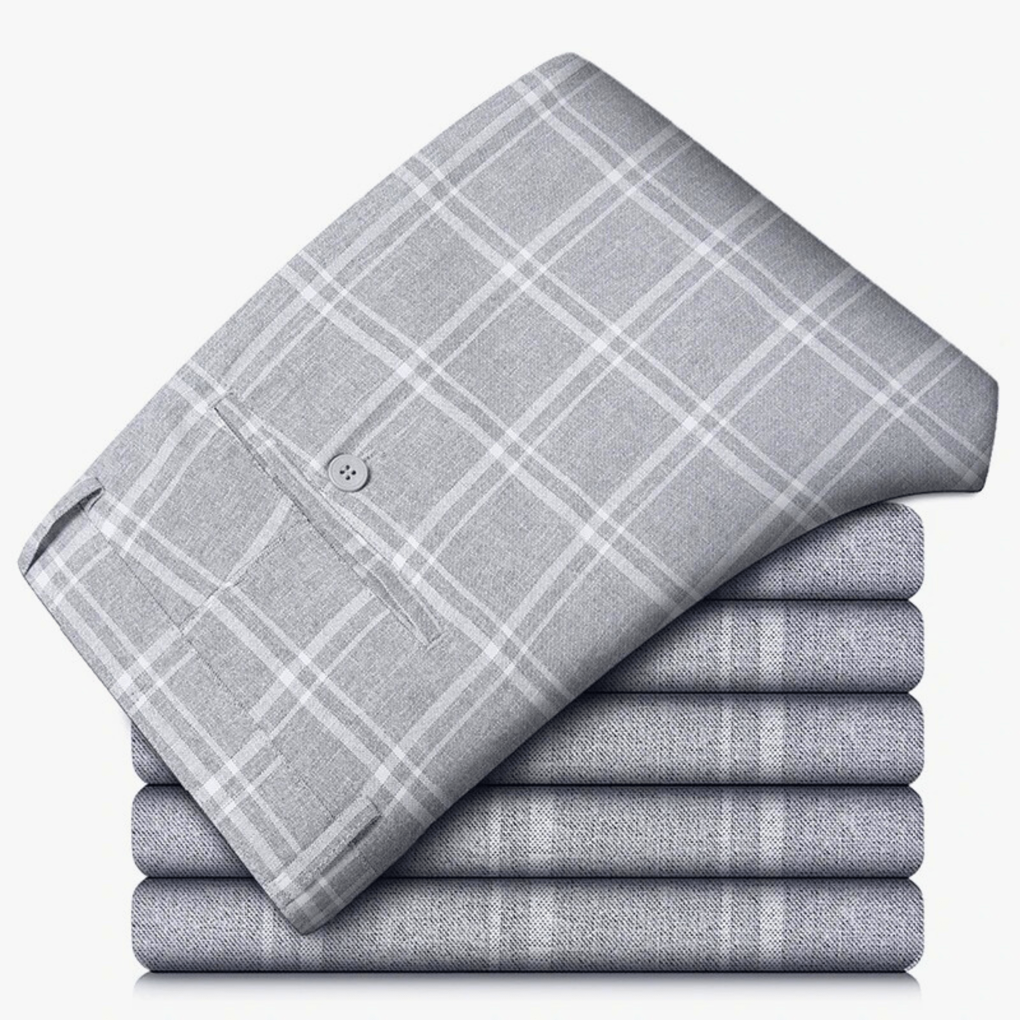 Executive Plaid Straight-Leg Pants