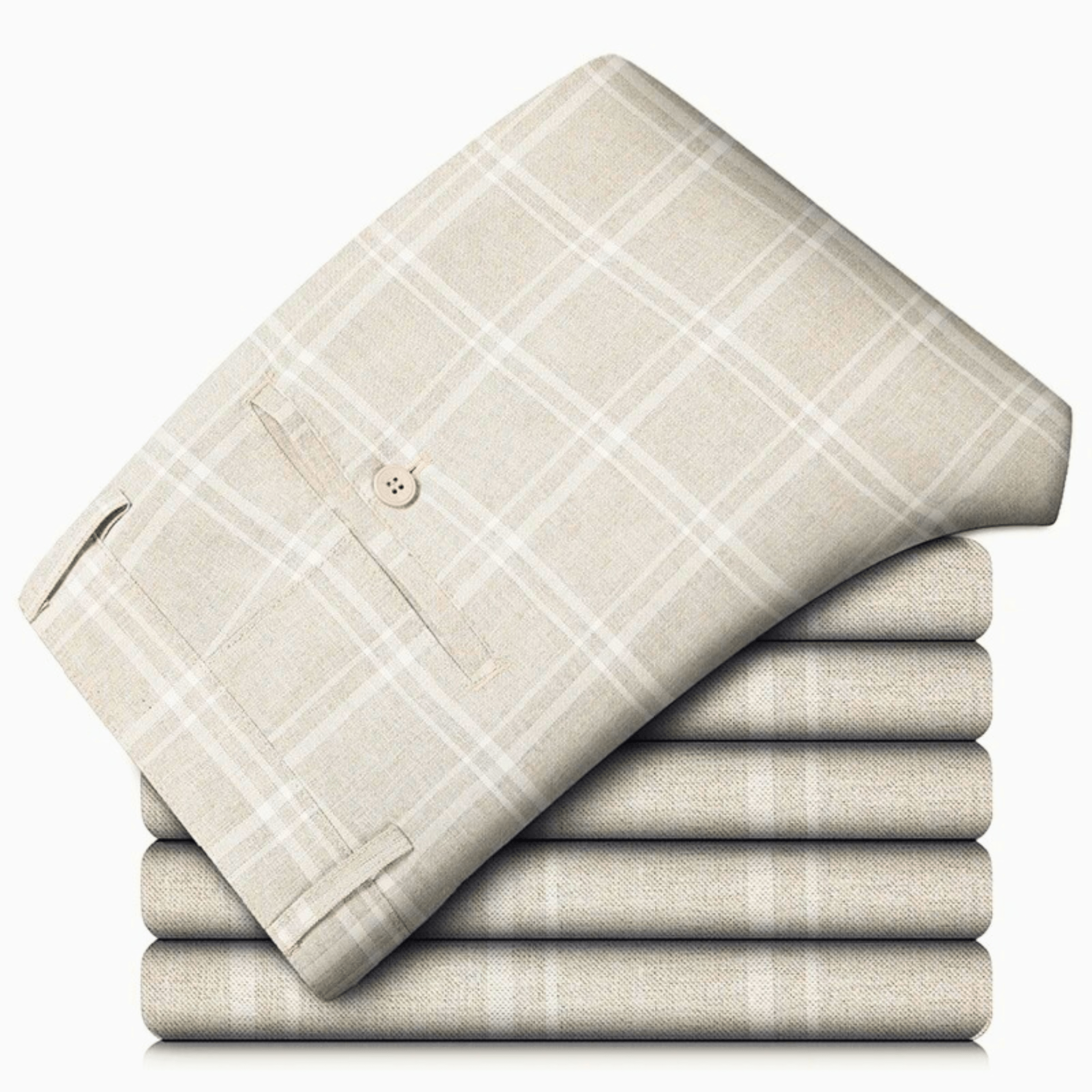 Executive Plaid Straight-Leg Pants