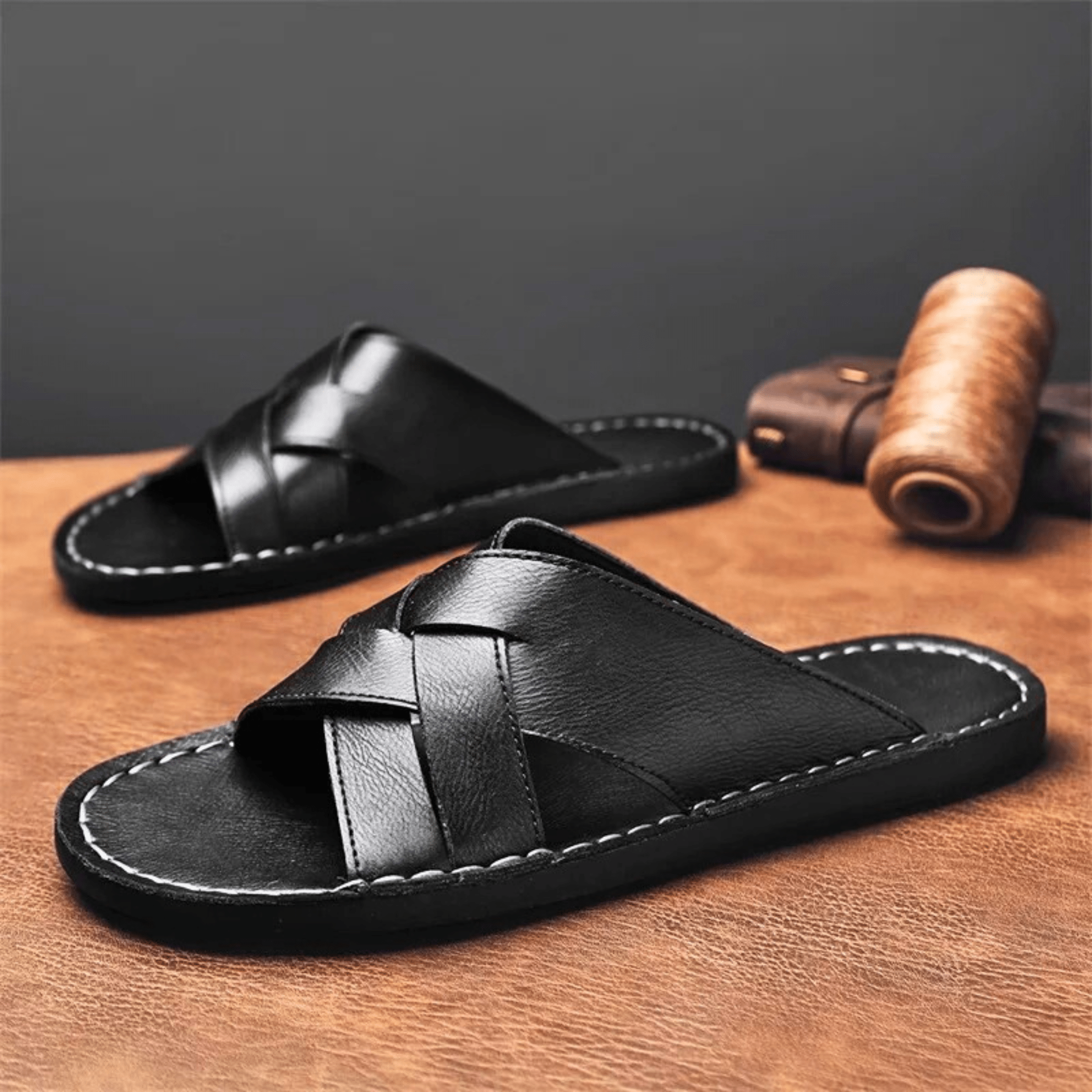 Genuine Leather Beach Slippers