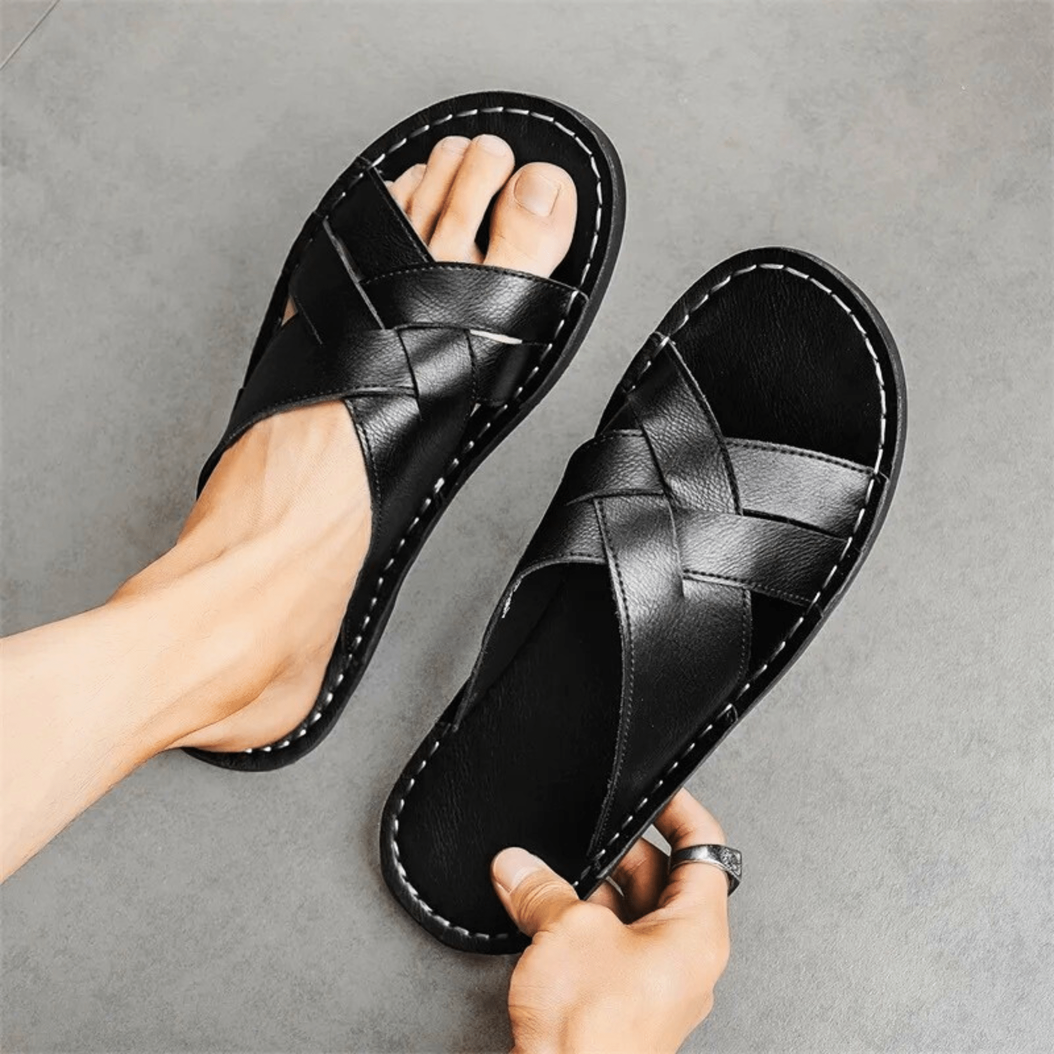 Genuine Leather Beach Slippers