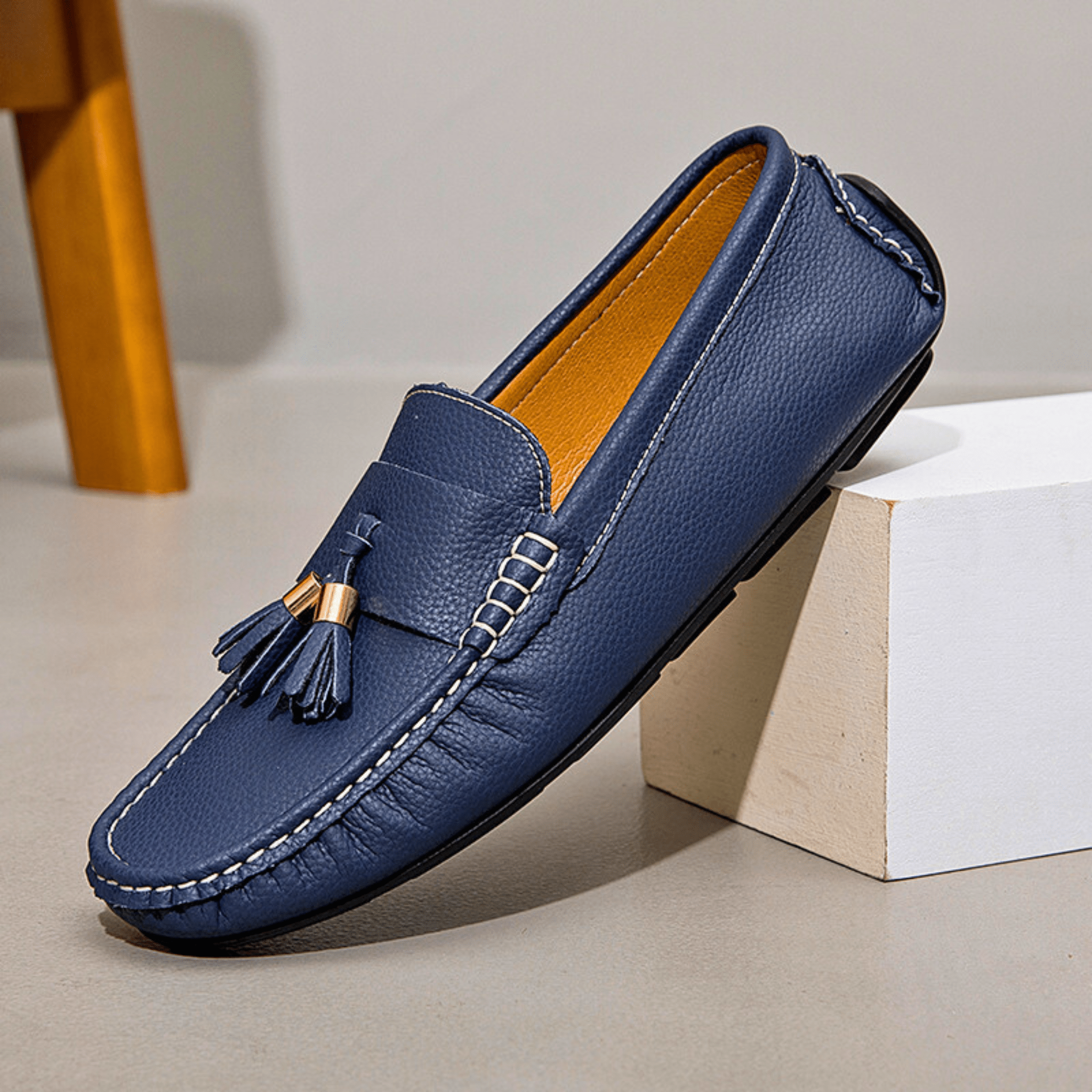Genuine Leather Tassel Slip-Ons