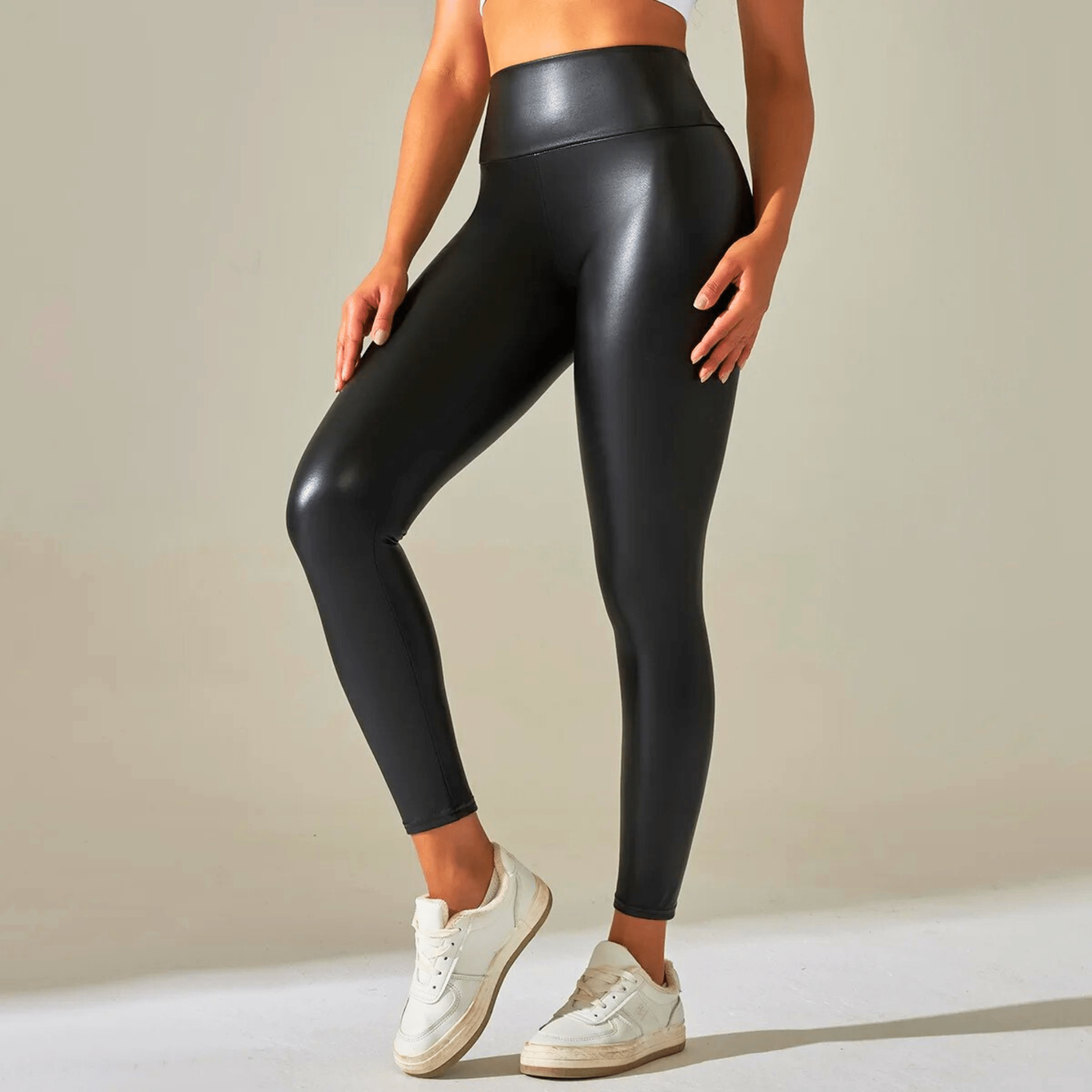 Stretch High-Waist Leather Leggings