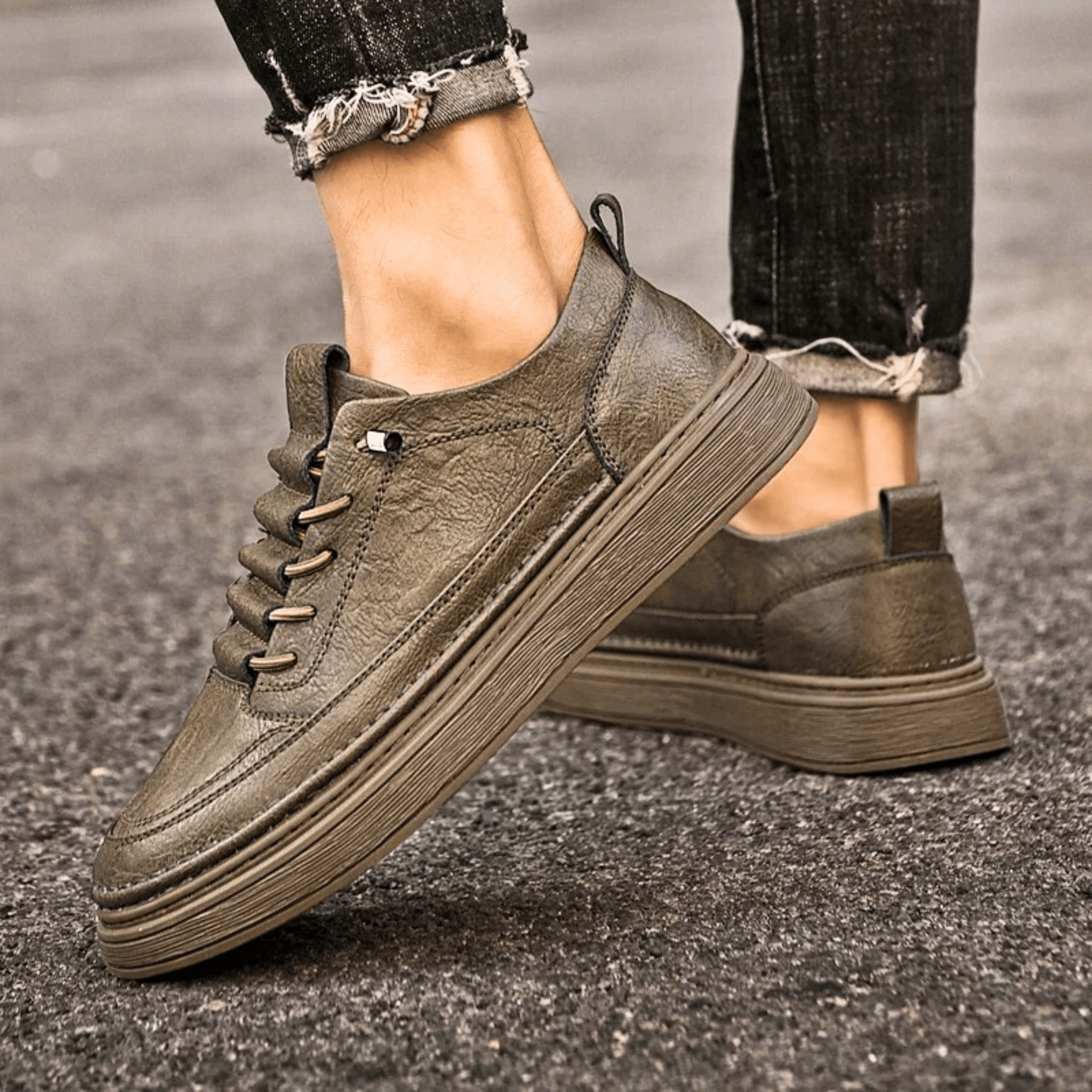 Vulcanized Genuine Leather Sneakers