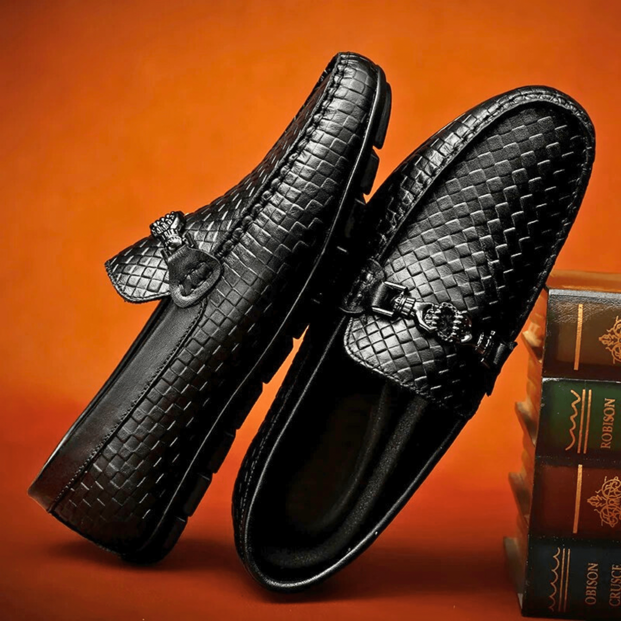 Weave Genuine Leather Loafers