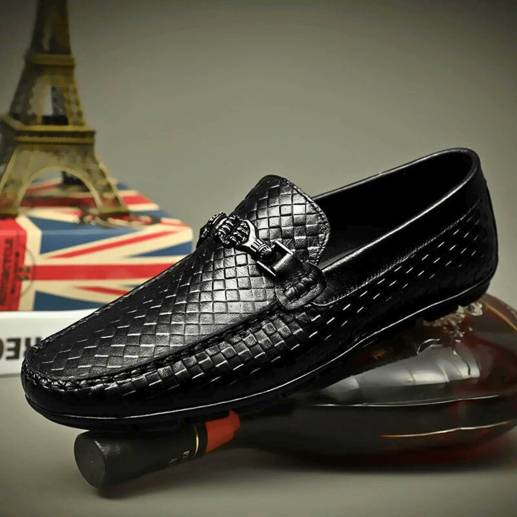 Weave Genuine Leather Loafers