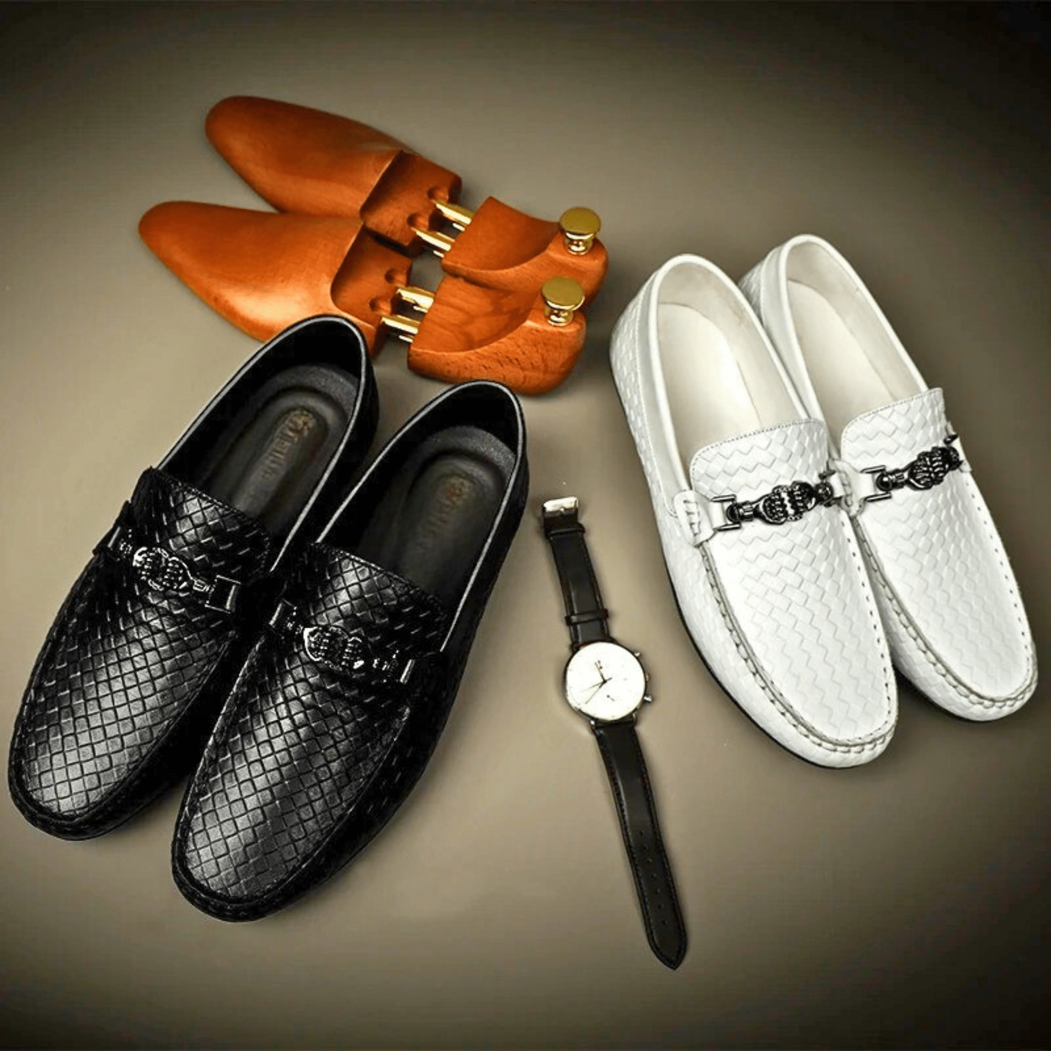 Weave Genuine Leather Loafers