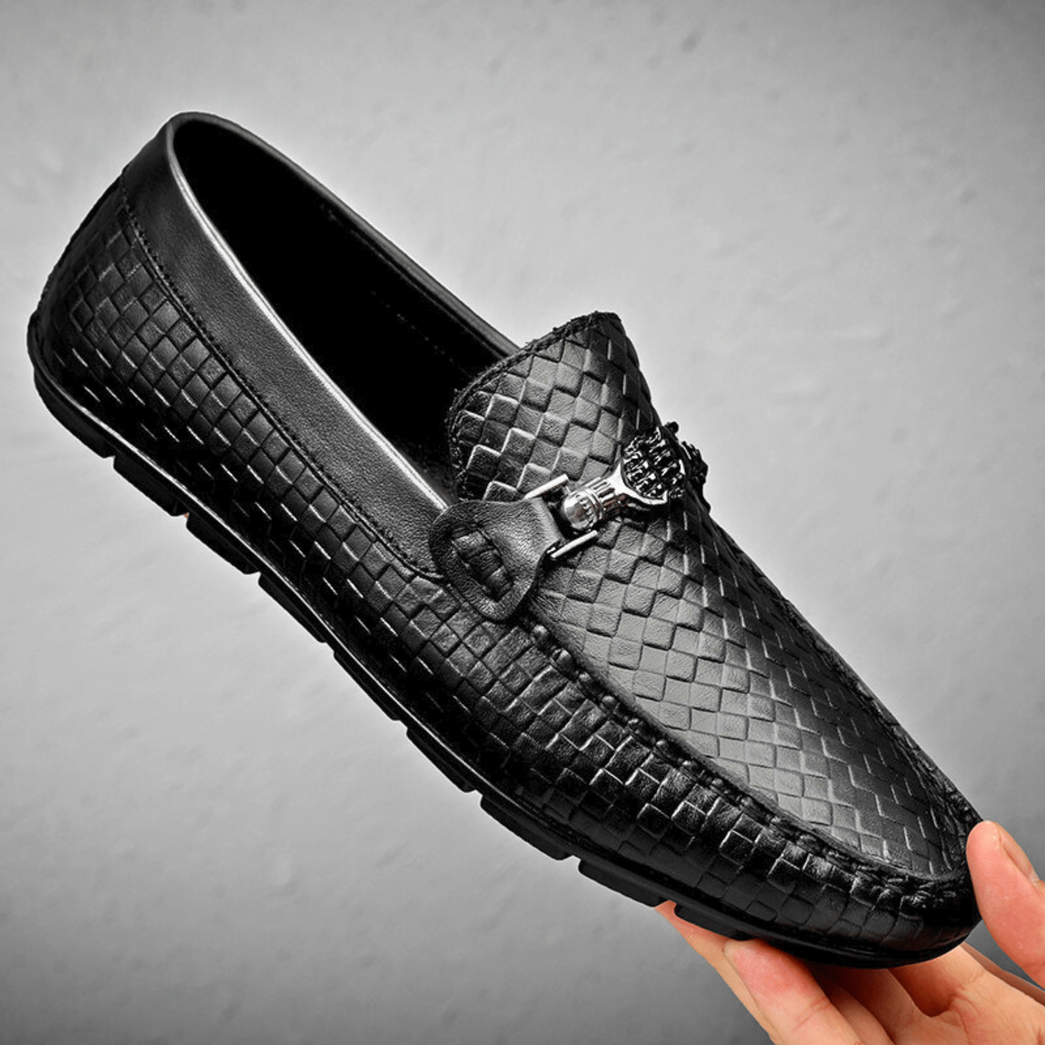 Weave Genuine Leather Loafers