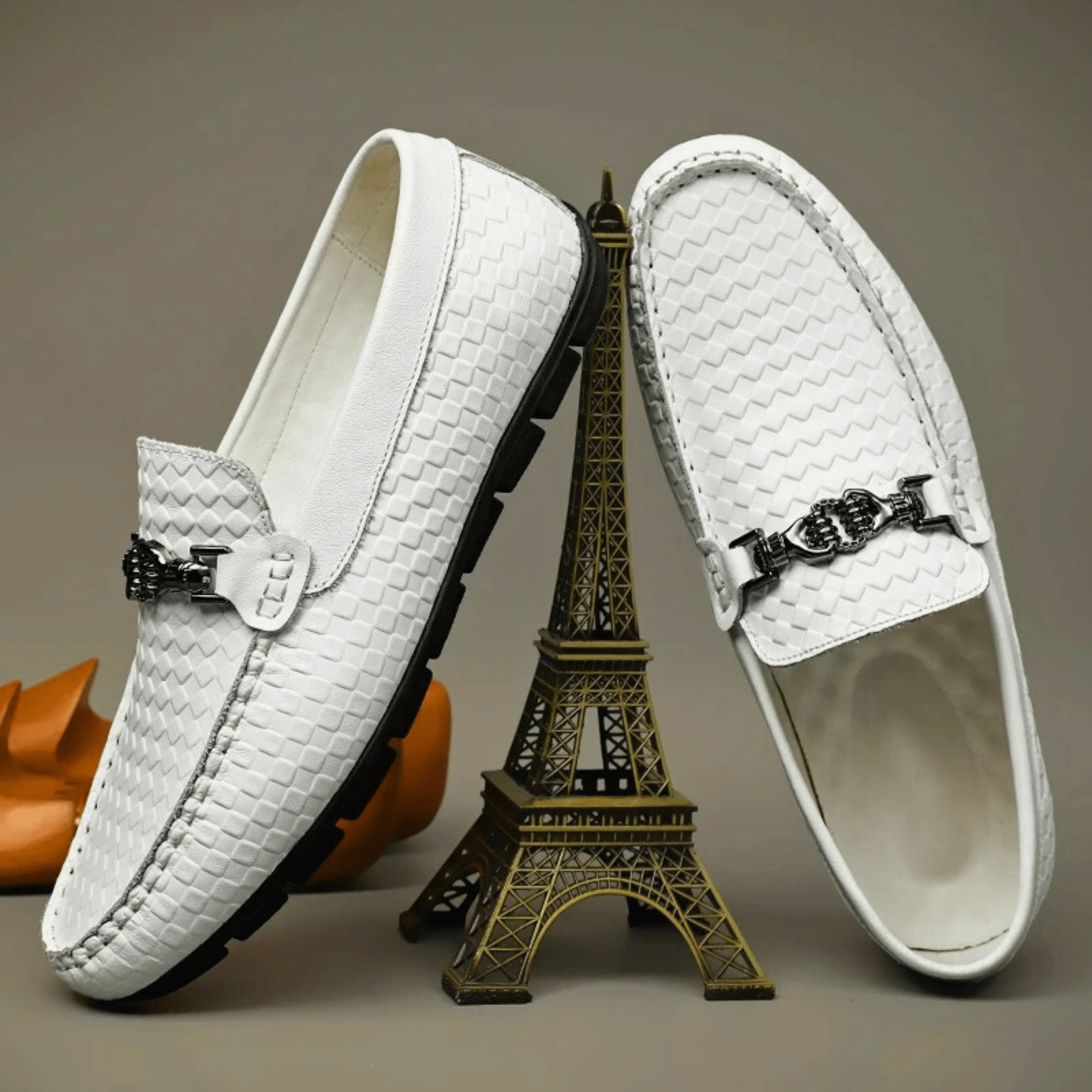 Weave Genuine Leather Loafers