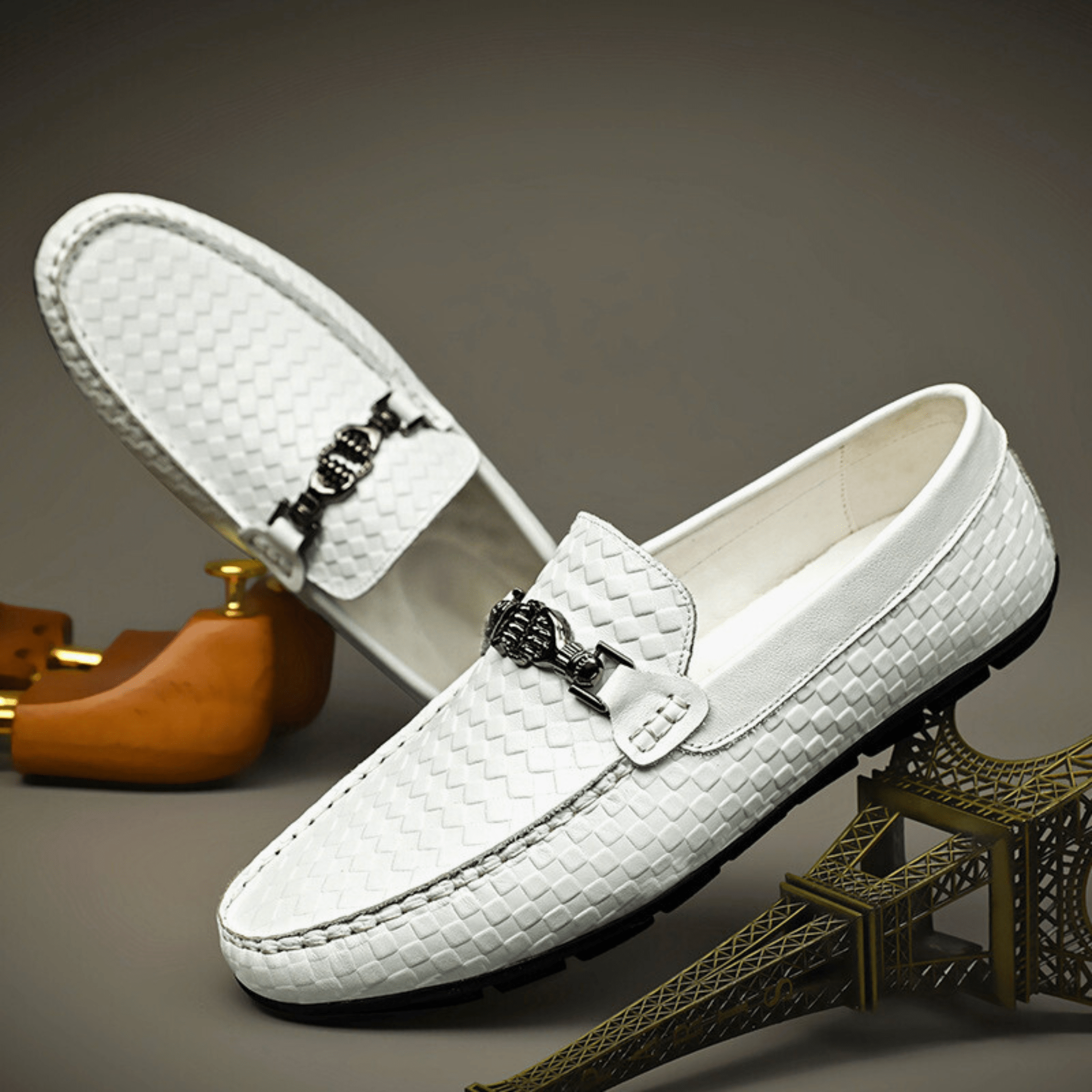 Weave Genuine Leather Loafers