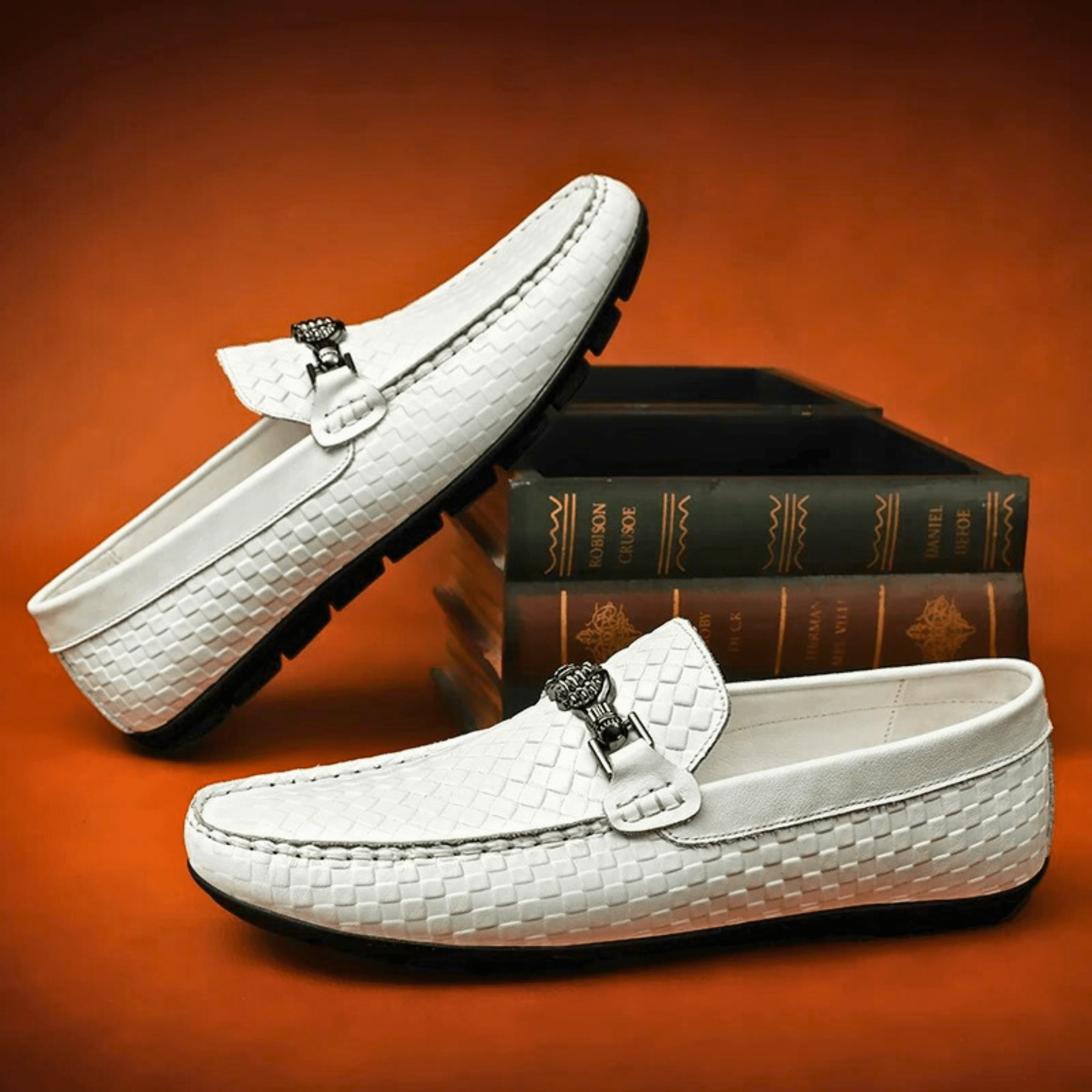 Weave Genuine Leather Loafers
