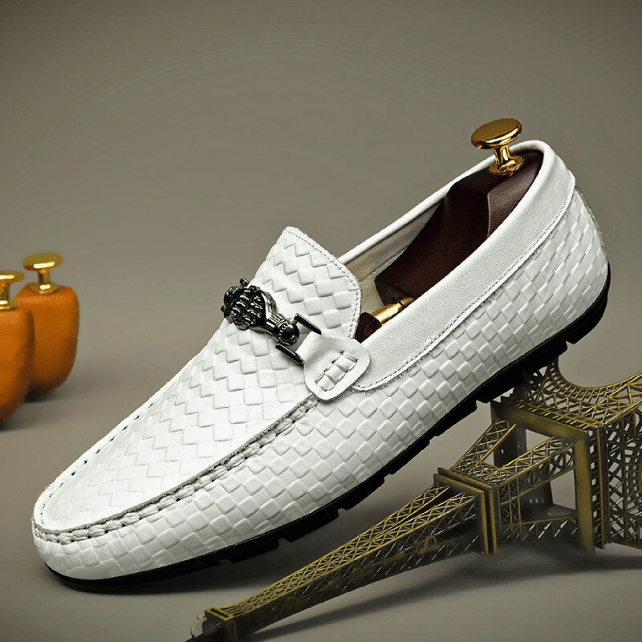Weave Genuine Leather Loafers
