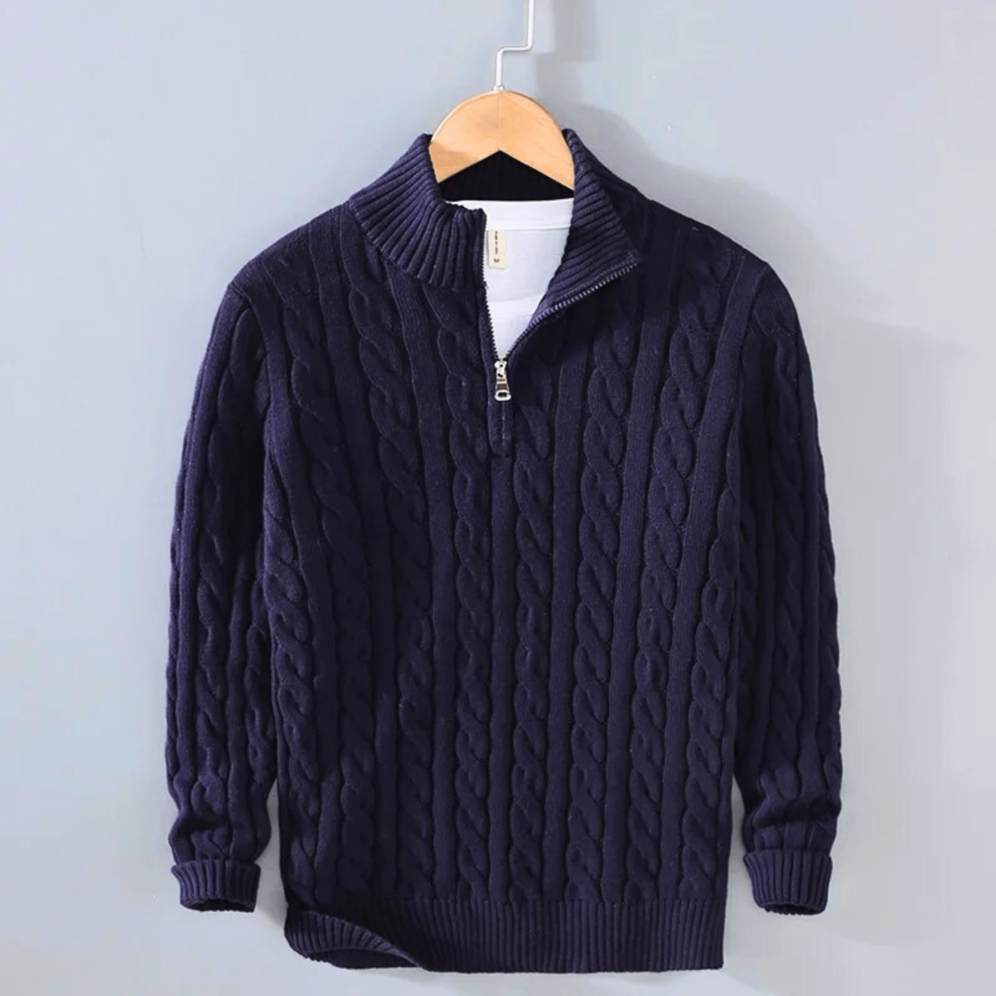 CableKnit Quarter-Zip Sweater